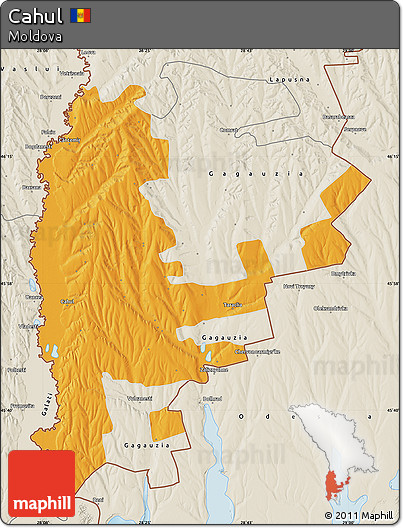 Political Map of Cahul, shaded relief outside