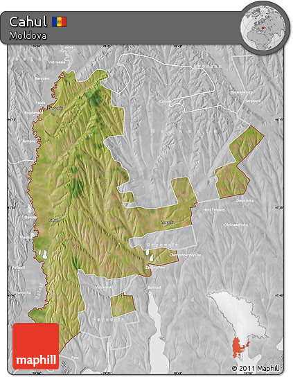 Satellite Map of Cahul, lighten, desaturated