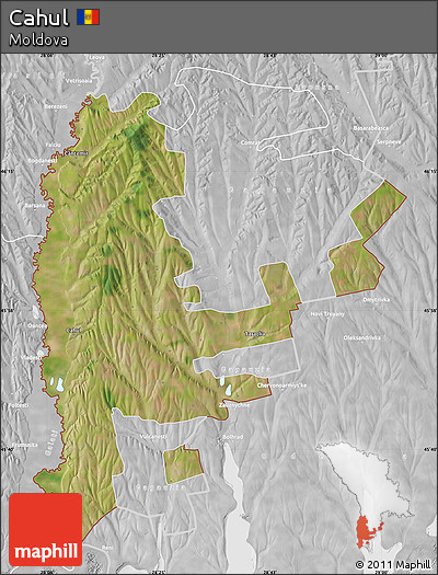Satellite Map of Cahul, lighten, desaturated