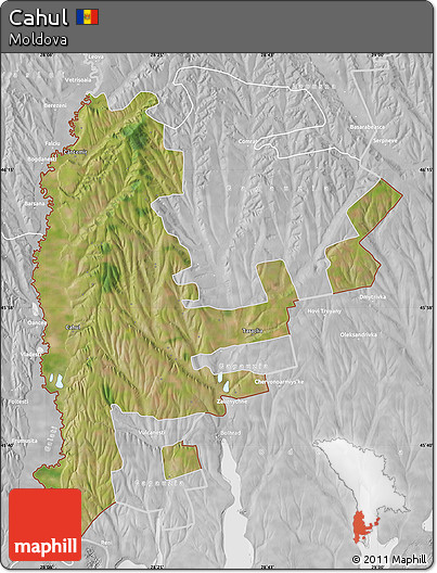 Satellite Map of Cahul, lighten, desaturated
