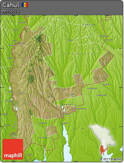 Satellite Map of Cahul, physical outside