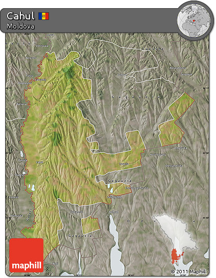 Satellite Map of Cahul, semi-desaturated
