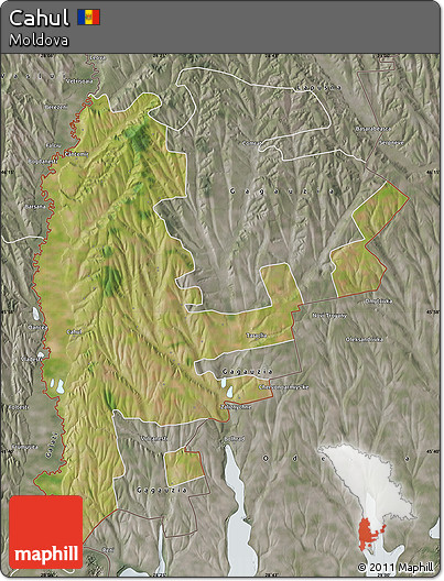 Satellite Map of Cahul, semi-desaturated