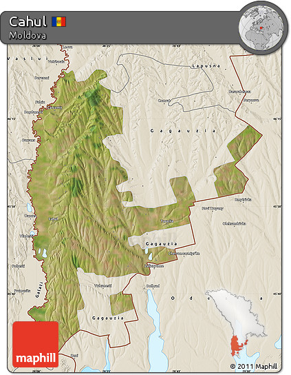 Satellite Map of Cahul, shaded relief outside
