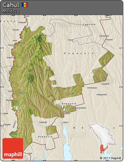 Satellite Map of Cahul, shaded relief outside