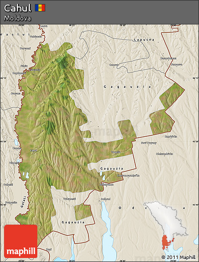 Satellite Map of Cahul, shaded relief outside