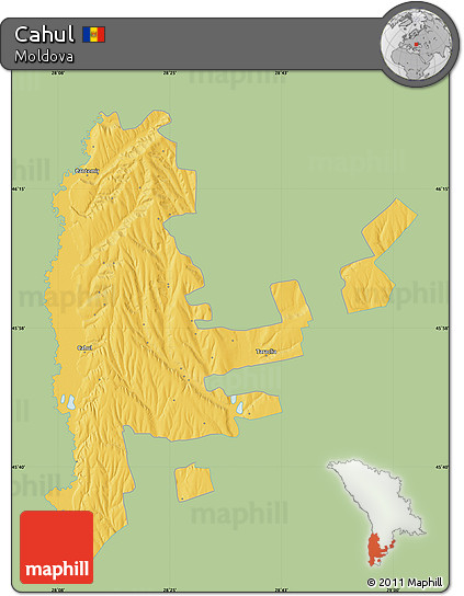 Savanna Style Map of Cahul, single color outside