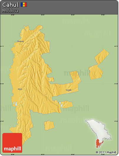 Savanna Style Map of Cahul, single color outside