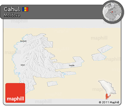 Classic Style Panoramic Map of Cahul, single color outside