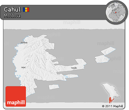 Gray Panoramic Map of Cahul, single color outside