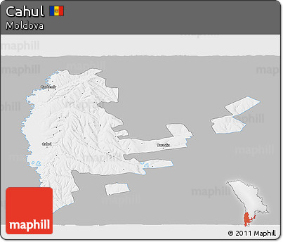 Gray Panoramic Map of Cahul, single color outside