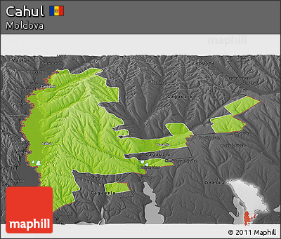 Physical Panoramic Map of Cahul, darken, desaturated