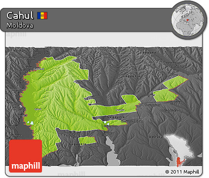 Physical Panoramic Map of Cahul, darken, desaturated