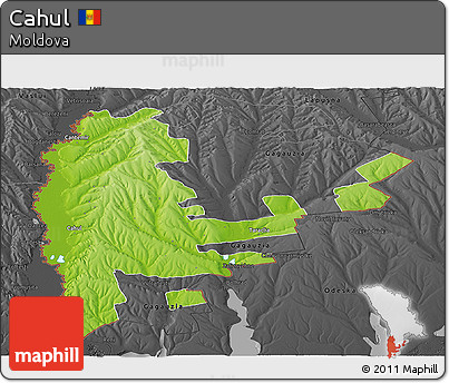 Physical Panoramic Map of Cahul, darken, desaturated
