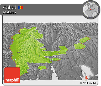 Physical Panoramic Map of Cahul, desaturated