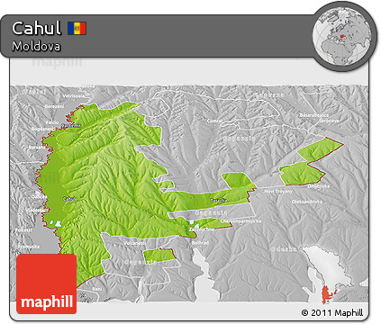 Physical Panoramic Map of Cahul, lighten, desaturated