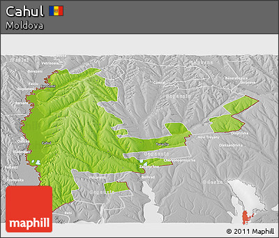 Physical Panoramic Map of Cahul, lighten, desaturated