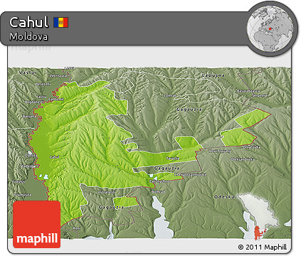 Physical Panoramic Map of Cahul, semi-desaturated