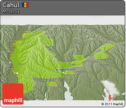 Physical Panoramic Map of Cahul, semi-desaturated