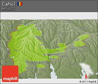 Physical Panoramic Map of Cahul, semi-desaturated