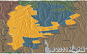 Political Panoramic Map of Cahul, darken, semi-desaturated