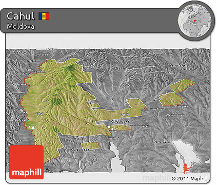Satellite Panoramic Map of Cahul, desaturated