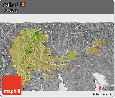 Satellite Panoramic Map of Cahul, desaturated