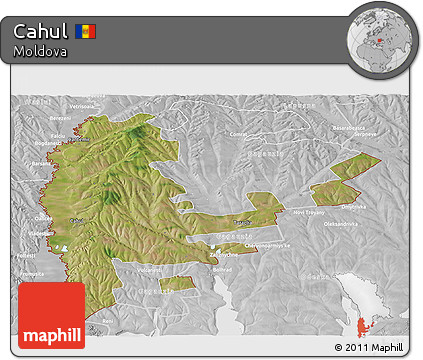 Satellite Panoramic Map of Cahul, lighten, desaturated