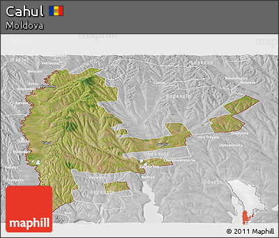Satellite Panoramic Map of Cahul, lighten, desaturated