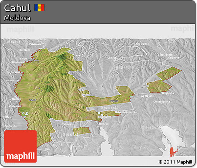 Satellite Panoramic Map of Cahul, lighten, desaturated