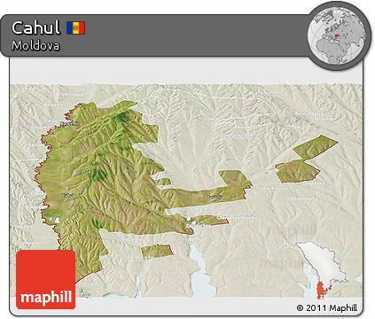 Satellite Panoramic Map of Cahul, lighten