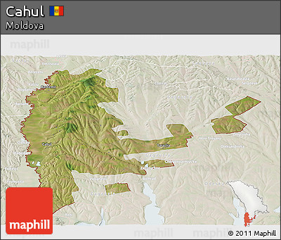 Satellite Panoramic Map of Cahul, lighten