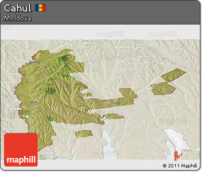 Satellite Panoramic Map of Cahul, lighten