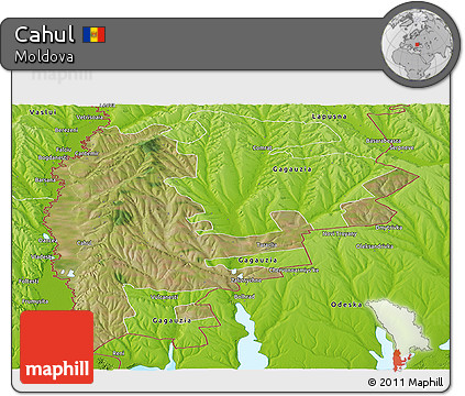 Satellite Panoramic Map of Cahul, physical outside