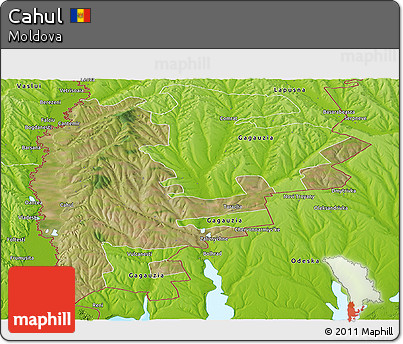 Satellite Panoramic Map of Cahul, physical outside