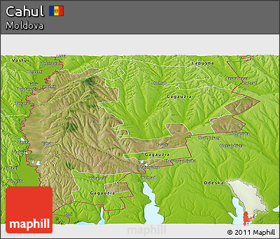 Satellite Panoramic Map of Cahul, physical outside