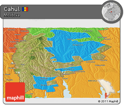Satellite Panoramic Map of Cahul, political outside