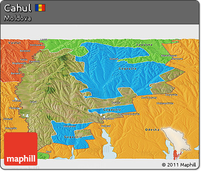 Satellite Panoramic Map of Cahul, political outside
