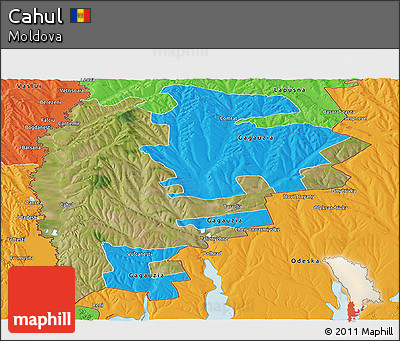 Satellite Panoramic Map of Cahul, political outside