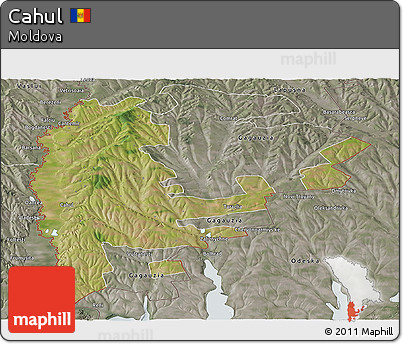 Satellite Panoramic Map of Cahul, semi-desaturated