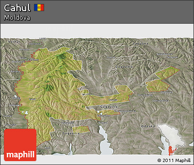 Satellite Panoramic Map of Cahul, semi-desaturated