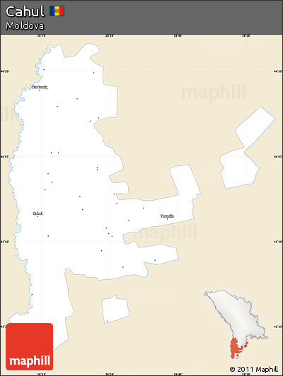 Classic Style Simple Map of Cahul, single color outside