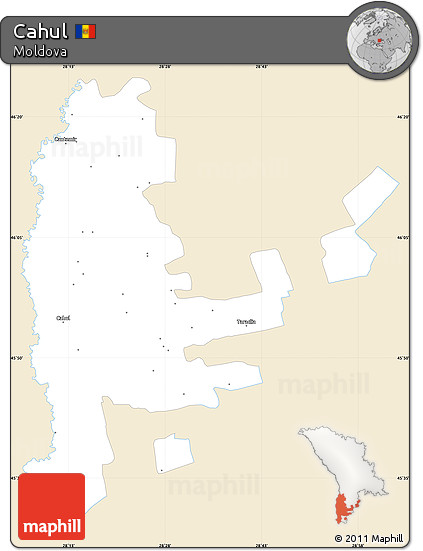 Classic Style Simple Map of Cahul, single color outside