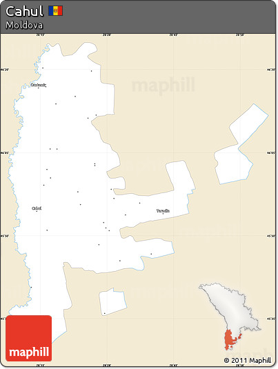 Classic Style Simple Map of Cahul, single color outside