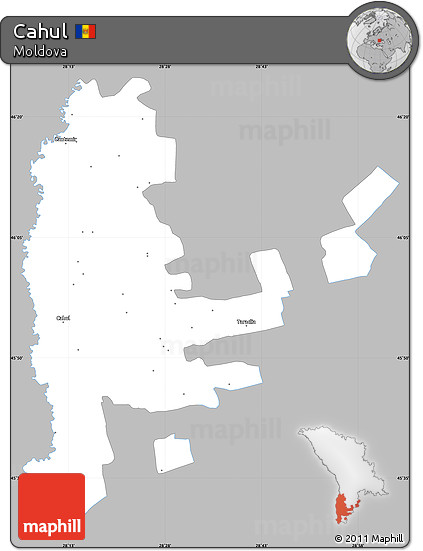 Gray Simple Map of Cahul, single color outside