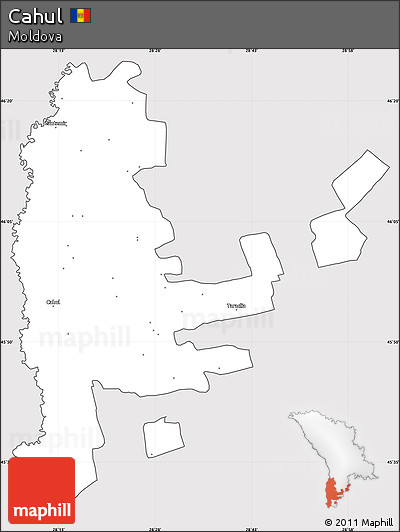 Silver Style Simple Map of Cahul, cropped outside