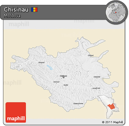 Classic Style 3D Map of Chisinau, single color outside