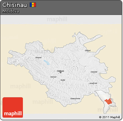 Classic Style 3D Map of Chisinau, single color outside