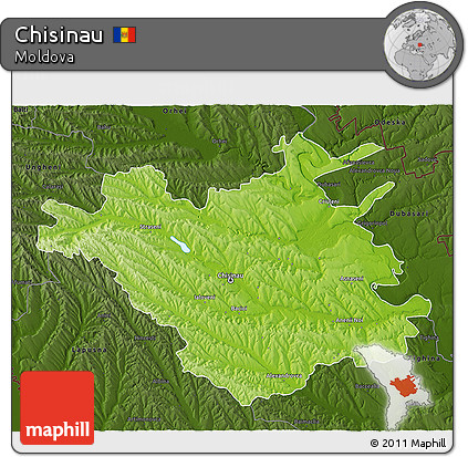 Physical 3D Map of Chisinau, darken