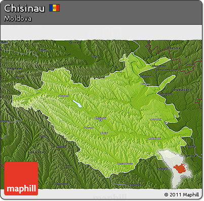 Physical 3D Map of Chisinau, darken